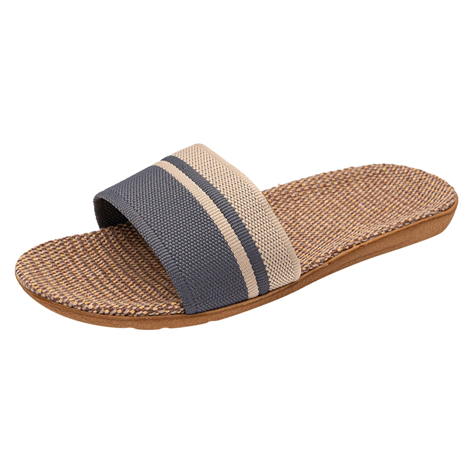 Fashion Household Slippers Flip-Flops Shoes Women Linen Slippers Beach Sandals Summer Breathable Flat Shoes Striped Sandals