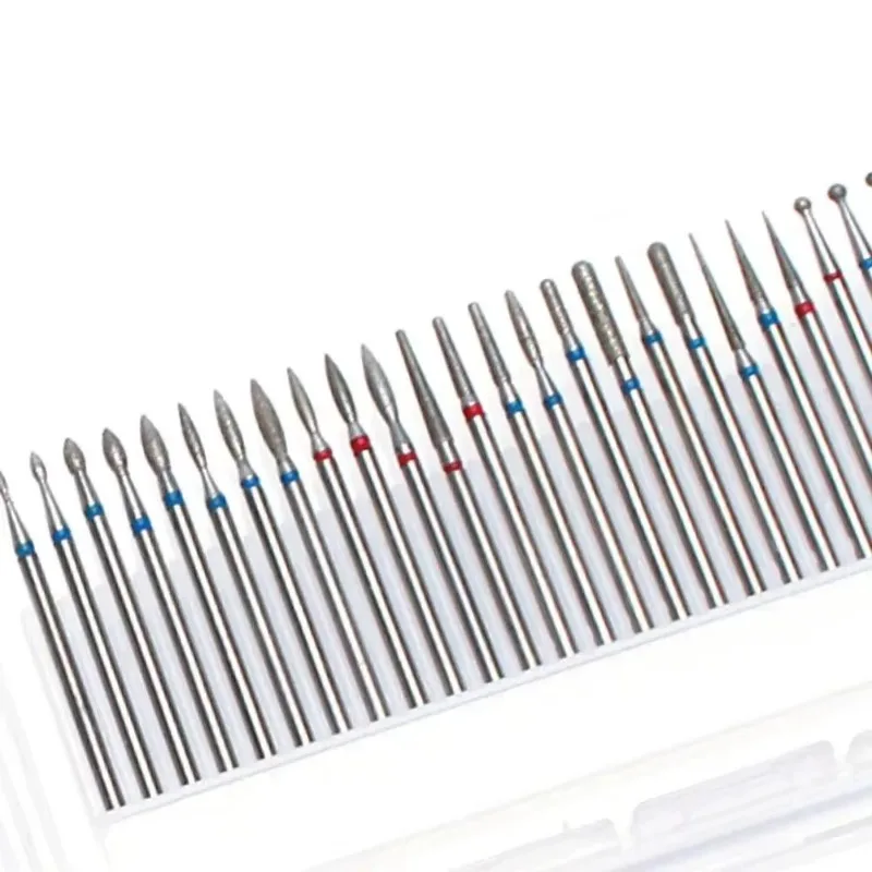 30 unids/set rebabas de diamante broca eneldo para uñas fresa para manicura brocas de molienda accesorios de herramientas de decoración de uñas