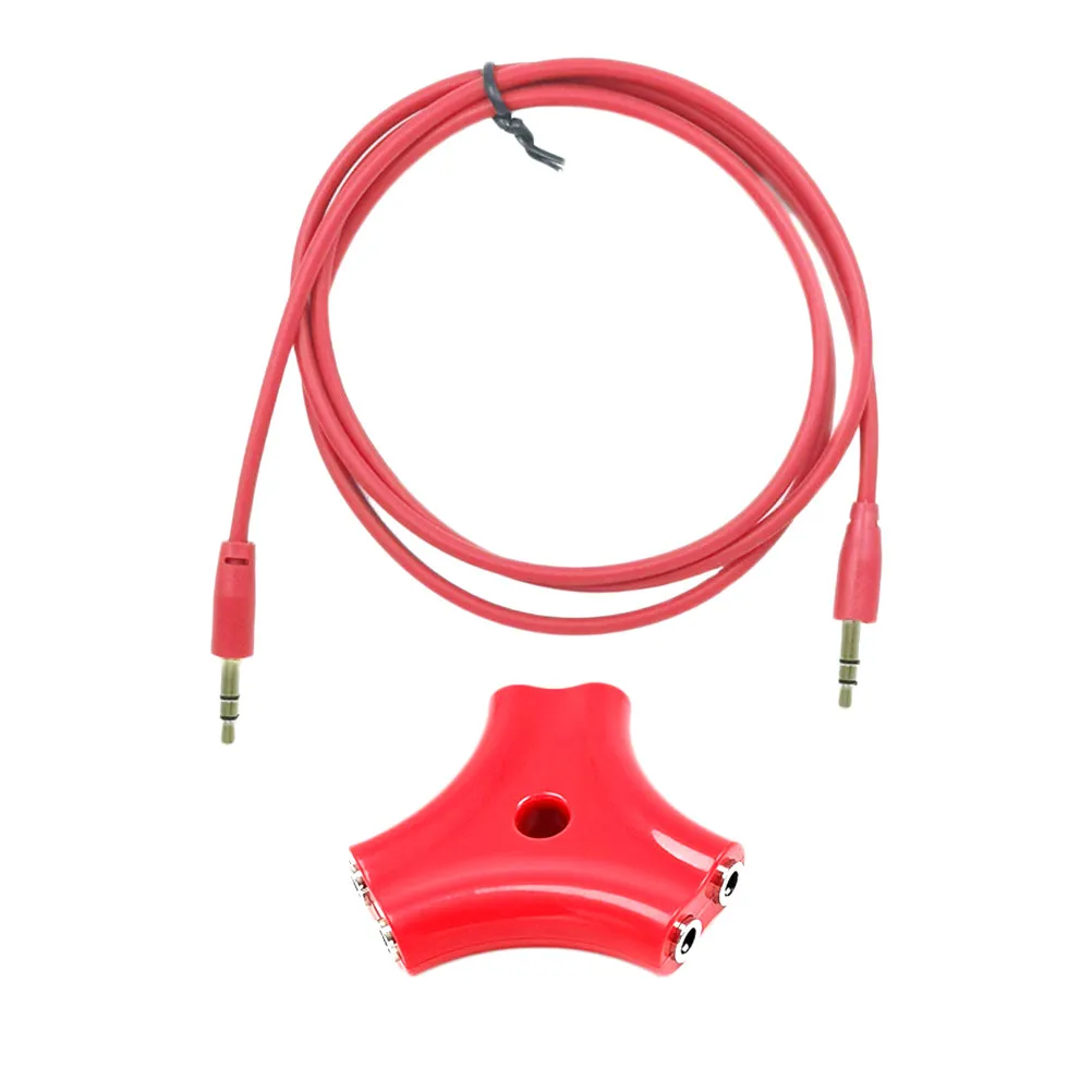 1 to 5 3.5mm Earphone Splitter Adapter Audio Signal Cable Red Headphone Splitter for Sharing Music Classroom Car Dj Style Sound