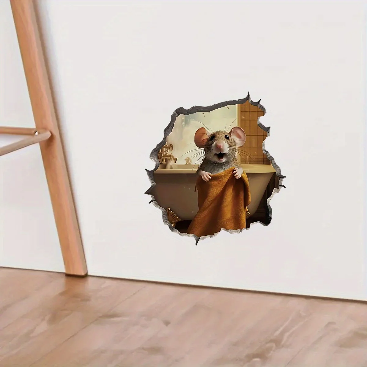 2pcs Broken Wall Rat Hole Wall Sticker, Corner Decoration, Hole Filling 3D Self-adhesive Sticker