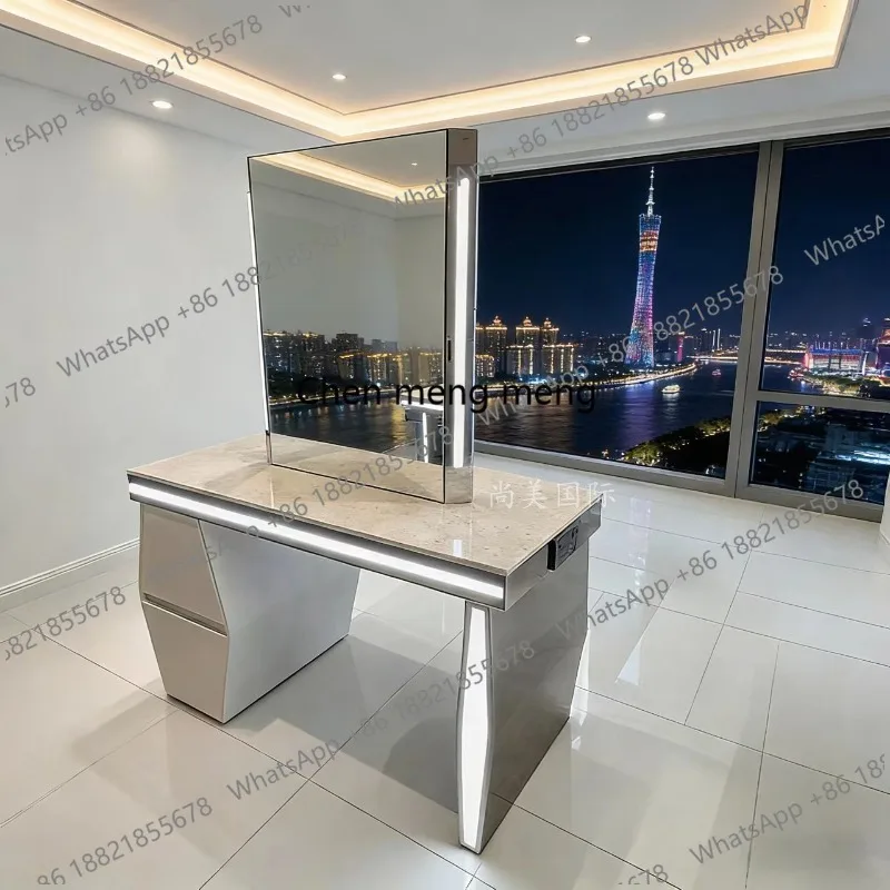 Modern barber mirror table special with hair shop perm and dyeing table cabinet hair cutting mirror