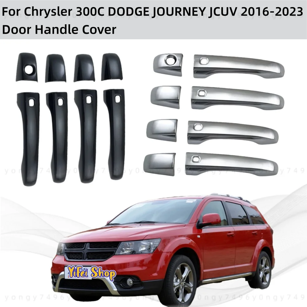 

New Car ABS Piano Black Carbon Accessories For Chrysler 300C DODGE JOURNEY JCUV 2016 - 2023 Door Handle Cover Trim Paste Style