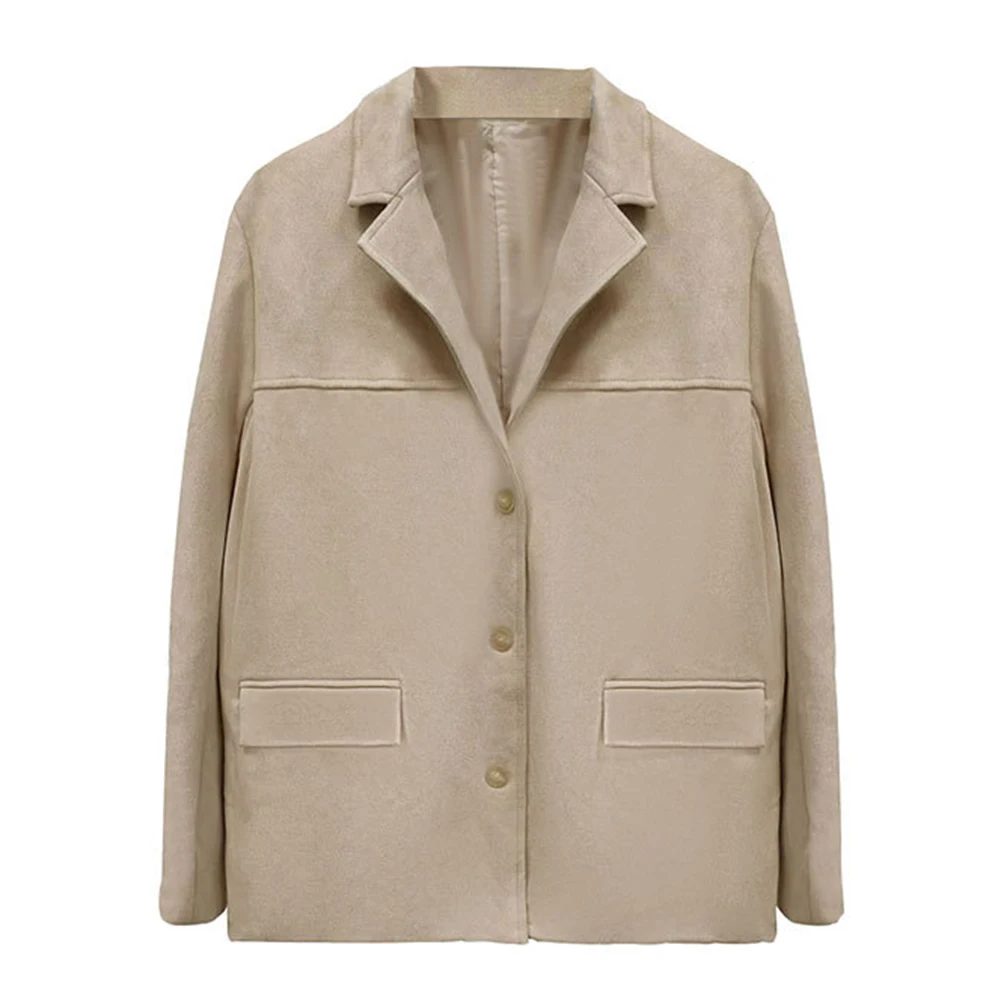 Casual reversjack met lange mouwen voor dames, uitloper met enkele rij knopen, losse pasvorm, comfortabele tops, ideaal voor dagelijks gebruik