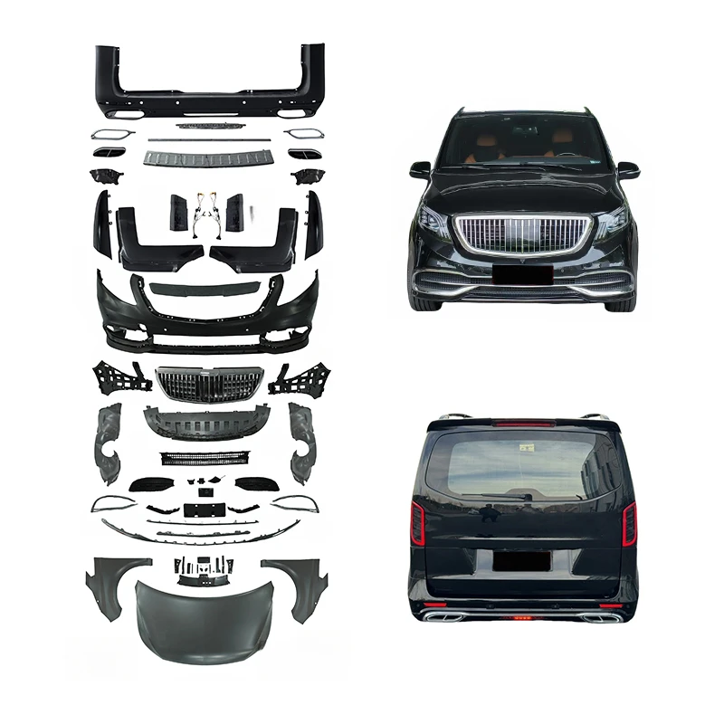 High Quality 2023 Style Body Kit Front Rear Bumpers Upgrade Fit For V-Class 2004-2015 Old To New Tuning Parts