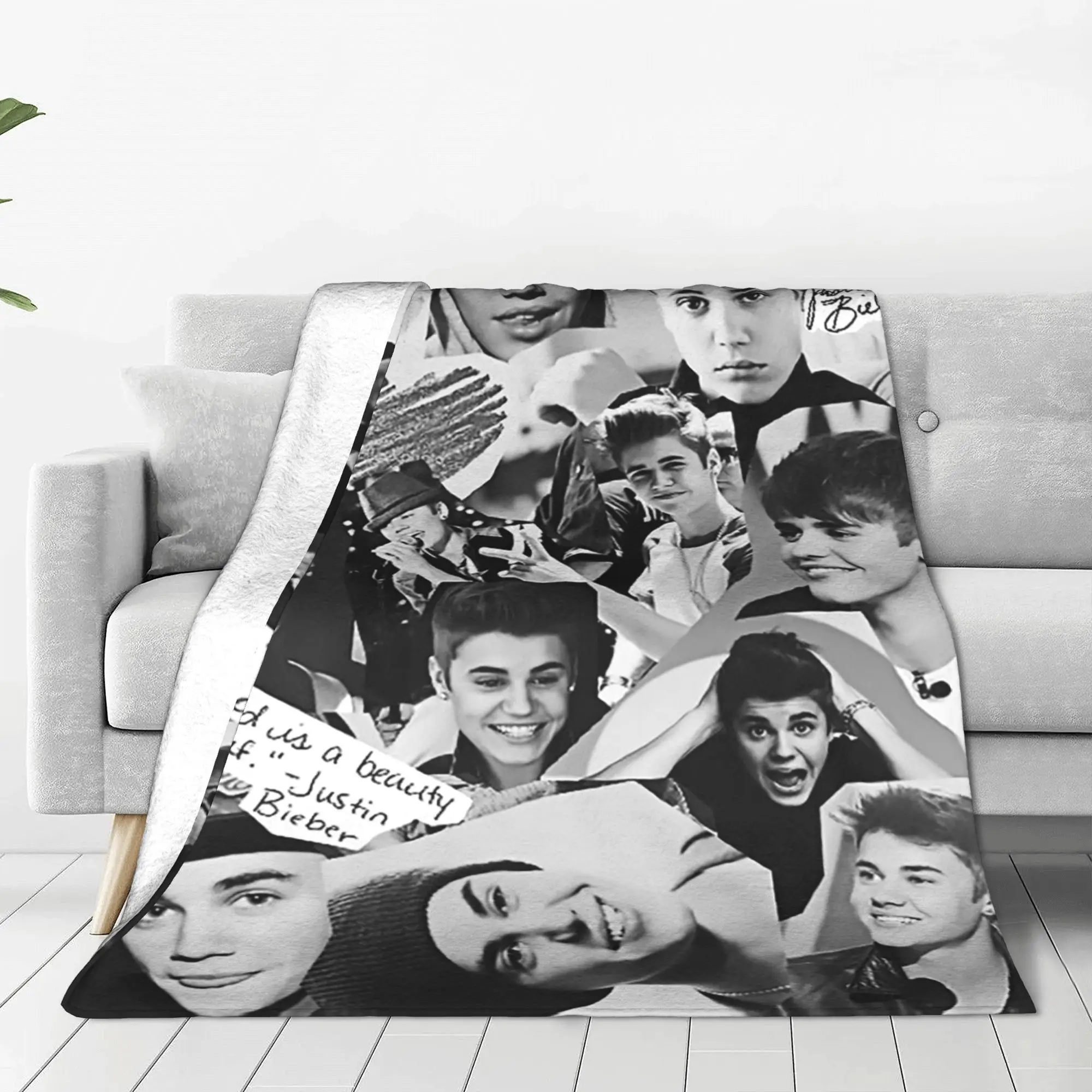 

Justin Bieber Music Singer Blanket JBiebs Flannel Vintage Breathable Throw Blanket for Bedding Lounge Spring Autumn