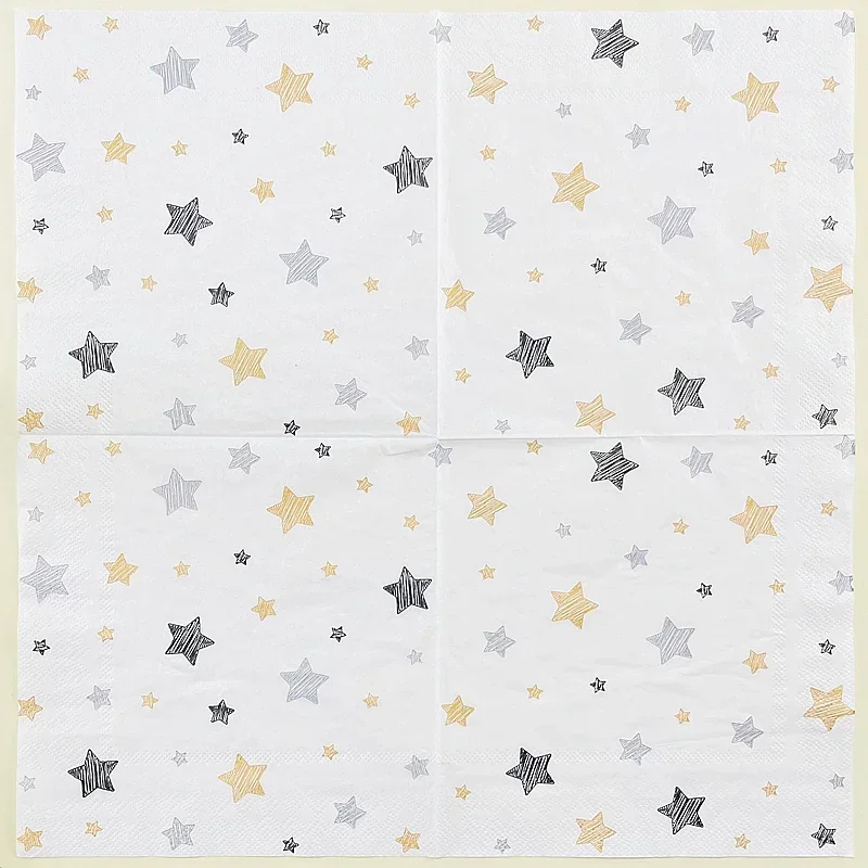 20pcs/P Printed Napkins Square Gold Star Pattern Colorful Paper Napkins Hotel Restaurant with Wedding Birthday Party Decoration