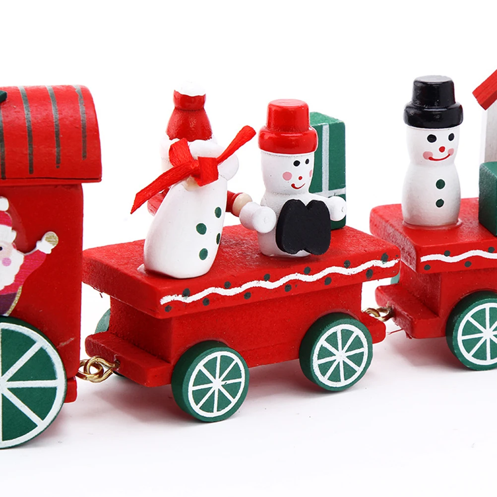 

Wooden Train Christmas Decoration Mini Natural Christmas Train Toy Wood Kids Gift Home Party nament Wind Chime Hanging Decor