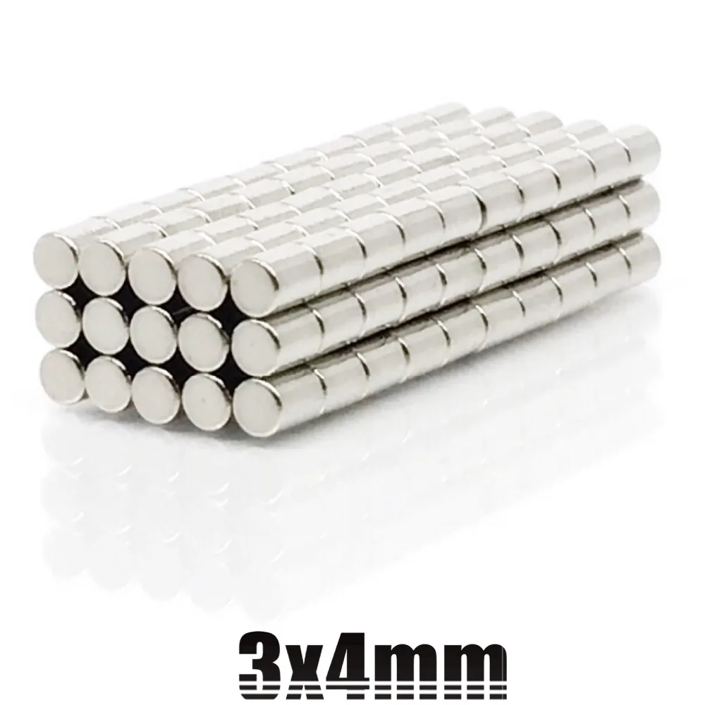 

50~1000pcs 3x4 mm N35 Super Strong Cylinder Rare Earth Magnet 3mm*4mm Round Neodymium Magnets 3x4mm Mini Small Magnet 3*4 mm