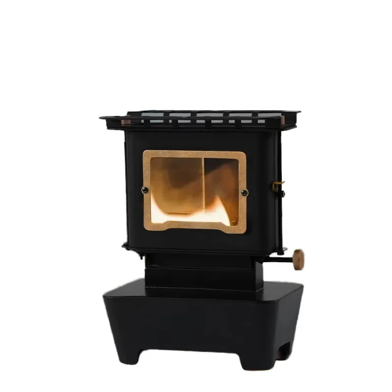 

【Best-selling】Retro Portable Stainless Steel Stove Black Outdoor Camping Grill With Atmosphere Heating Lamp