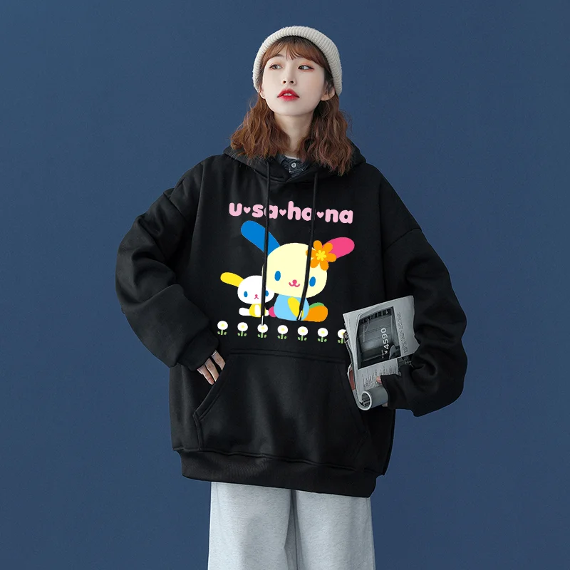 Sanrio U Sa Ha Na Men's and Women's Hoodie Casual Street Clothing Long sleeved Sweatshirt Boys and Girls Autumn Top Coat