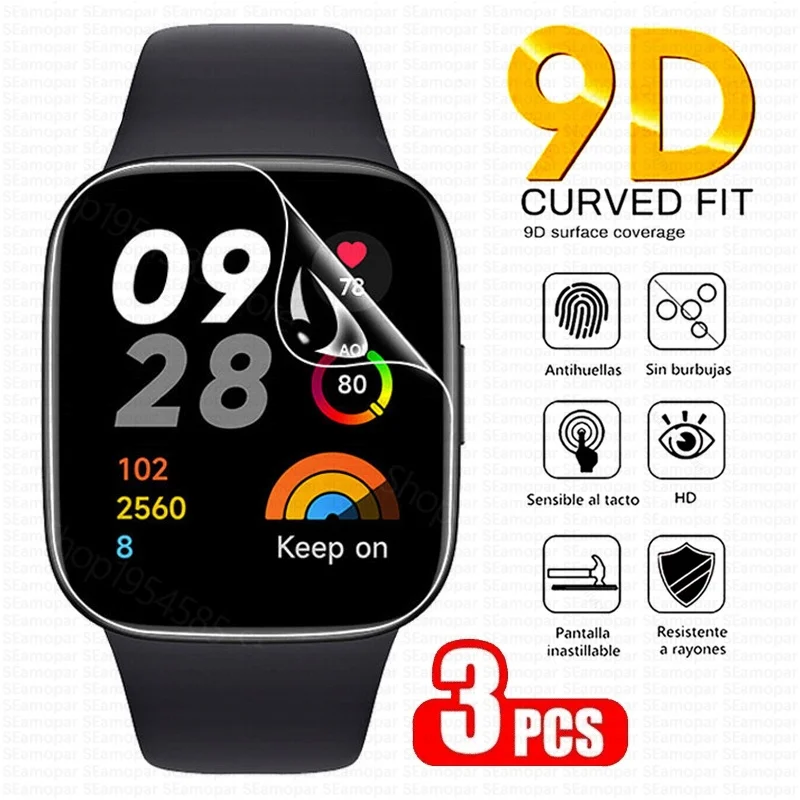 

3pc 9D Curved Soft Hydrogel Film For Redmi Watch 2 3 Lite Active Screen Protector For Xiaomi Mi Watch Lite Color 2019 Poco Watch