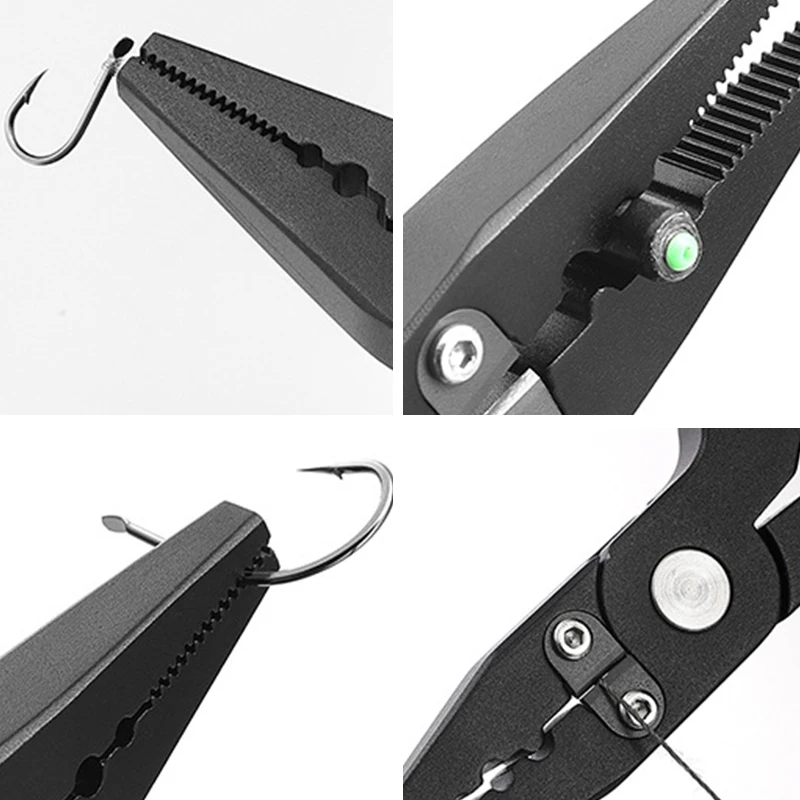 Fishing Tongs, Ultra Light Aluminum Fishing Gear Tongs with Tungsten Steel Braided Cutter, Sheath and Lanyard, Hook Remover, Sal