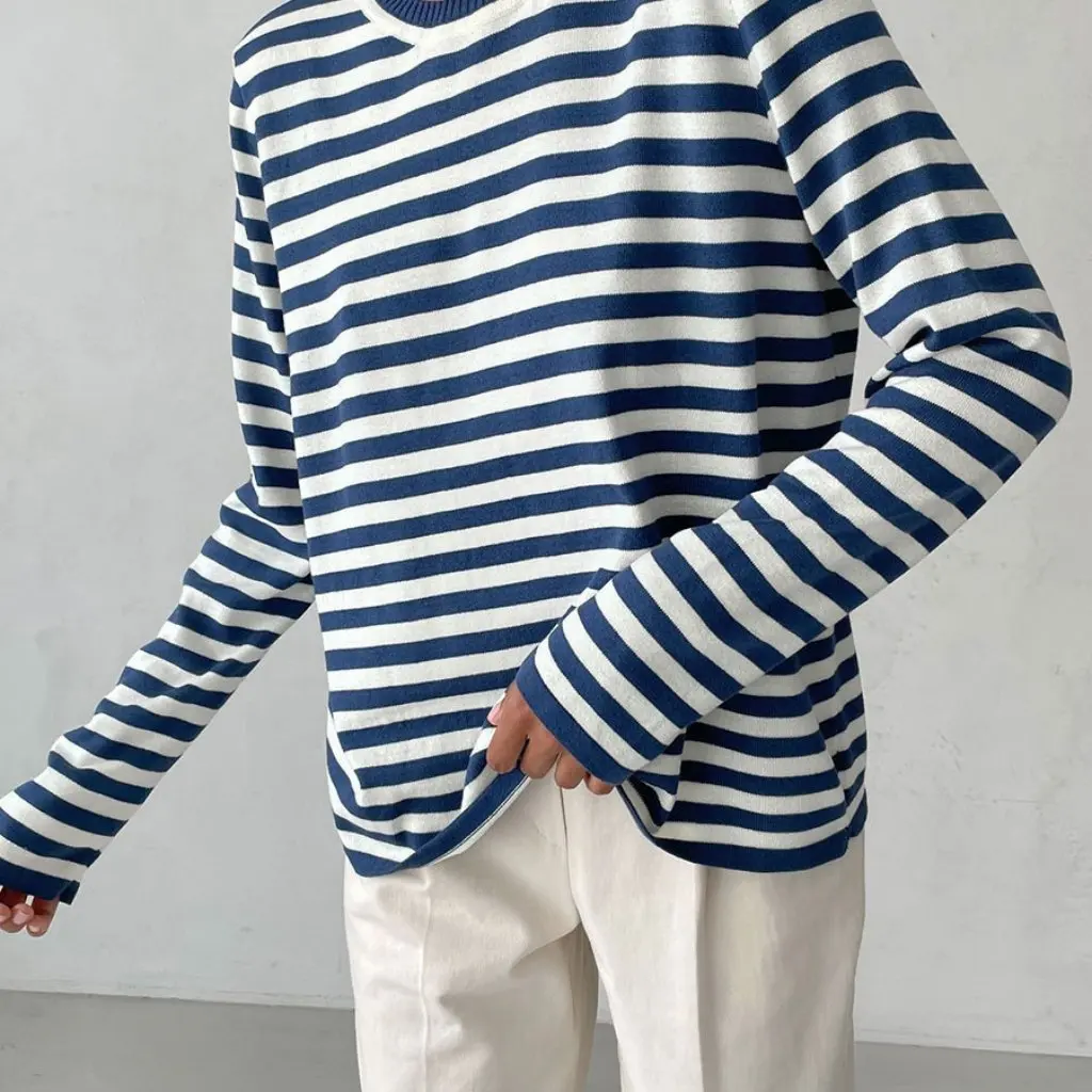 

Women's Classic Retro Striped Knitted Sweater Crewneck Pullover All-match European American Style Spring Fashion