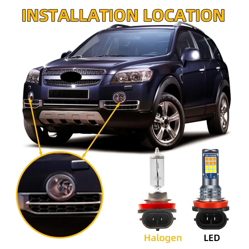 2Pcs LED Fog Lamp Bulbs For Chevrolet Captiva 2006 2007 2008 2009 2010 2011 2012 Front Driving Light