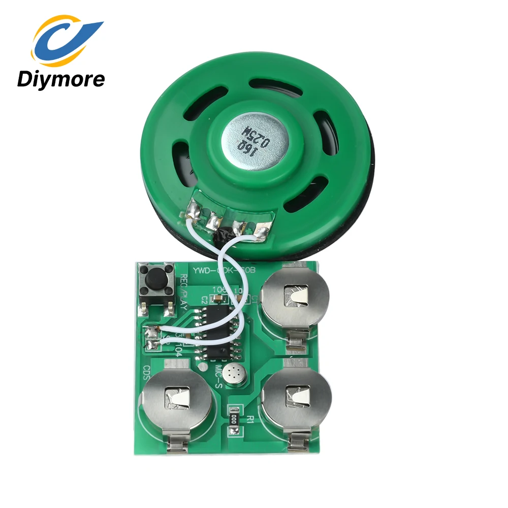 Recordable Sound Module 60s Playback Pre-installed Battery DIY Craft for Greeting Cards Fridge Magnets Button-Activated Playback