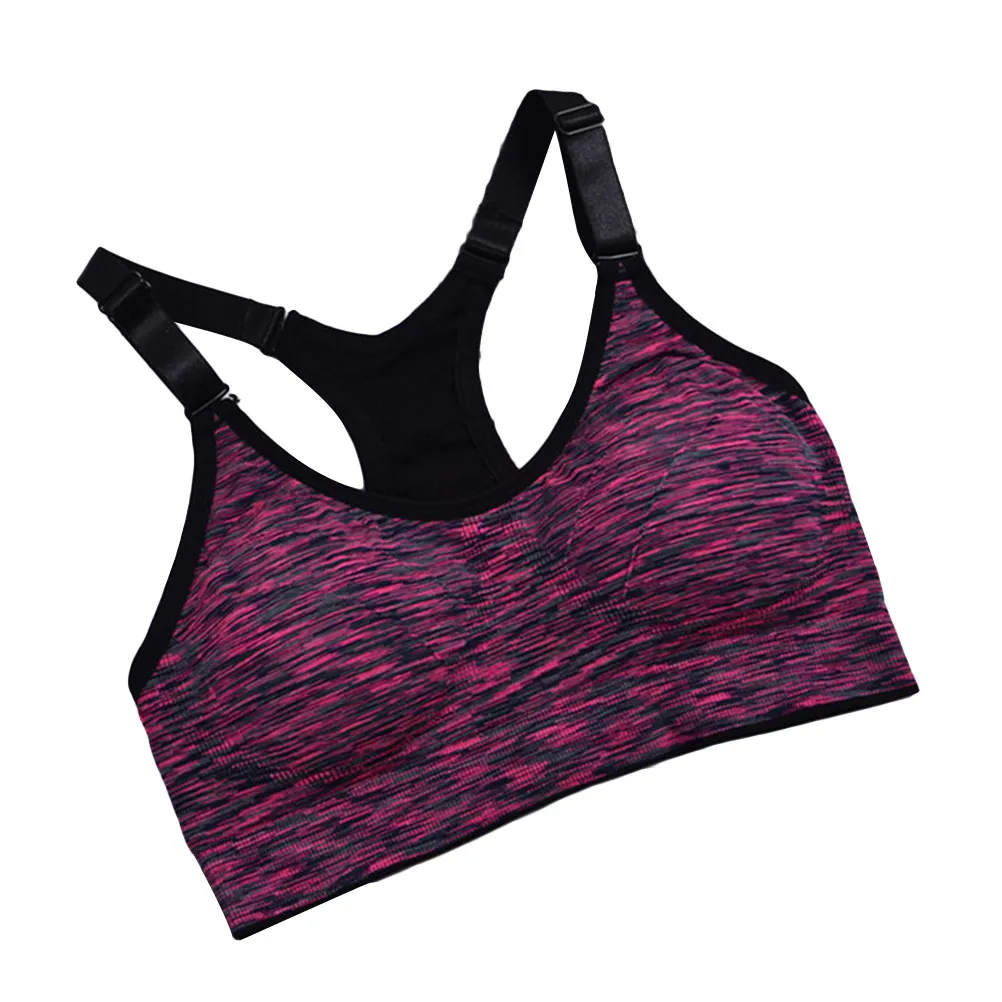 Sports Bra High Impact Seamless Space Dye Wirefree Breathable Shockproof Removable Pads Fitness Gym Yoga Rose Red M