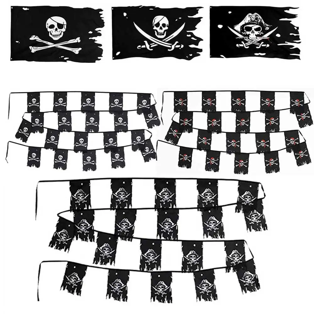 Skull Pirate Flag Broken Jolly Roger Skull Cross Bones Pirates Pirates Dead Mans Chest Flag Tapestry Banner For Decoration