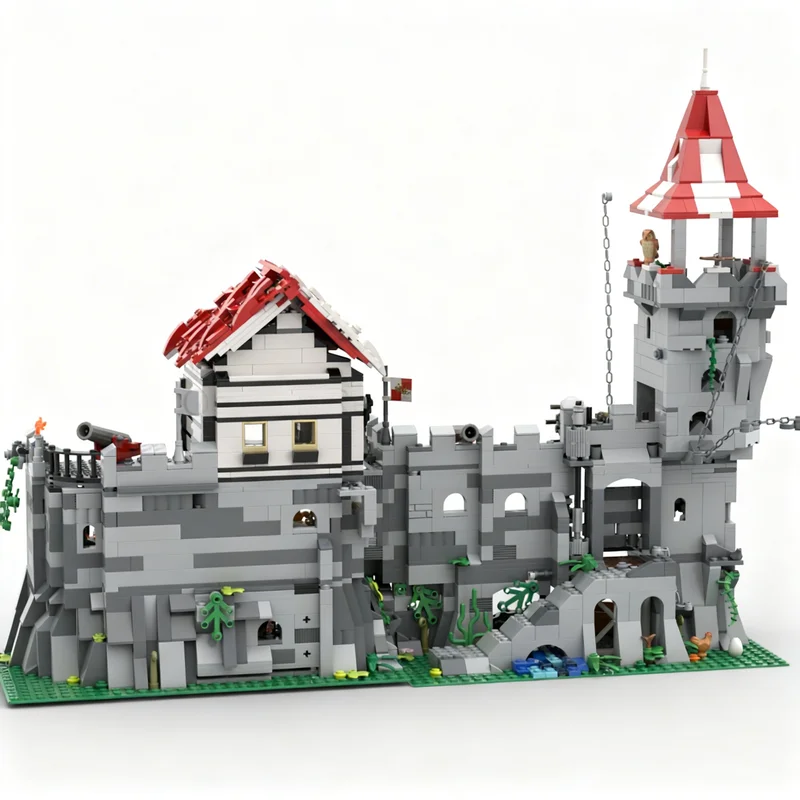 2070pcs MOC Medieval Castle – Two-Story Mountain Fortress Tower Model Building Blocks Toy Display 3D Collection Craft Brick Idea