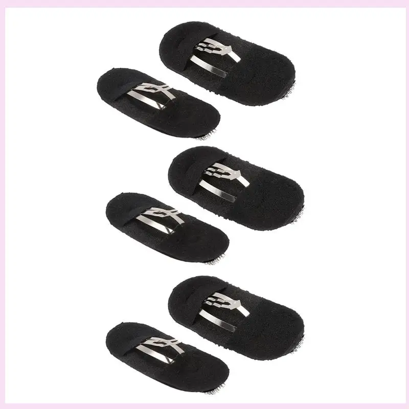 B25B 6 Pcs Black Sponge Hair Clip Volume Bumpit Padding Bun Updo