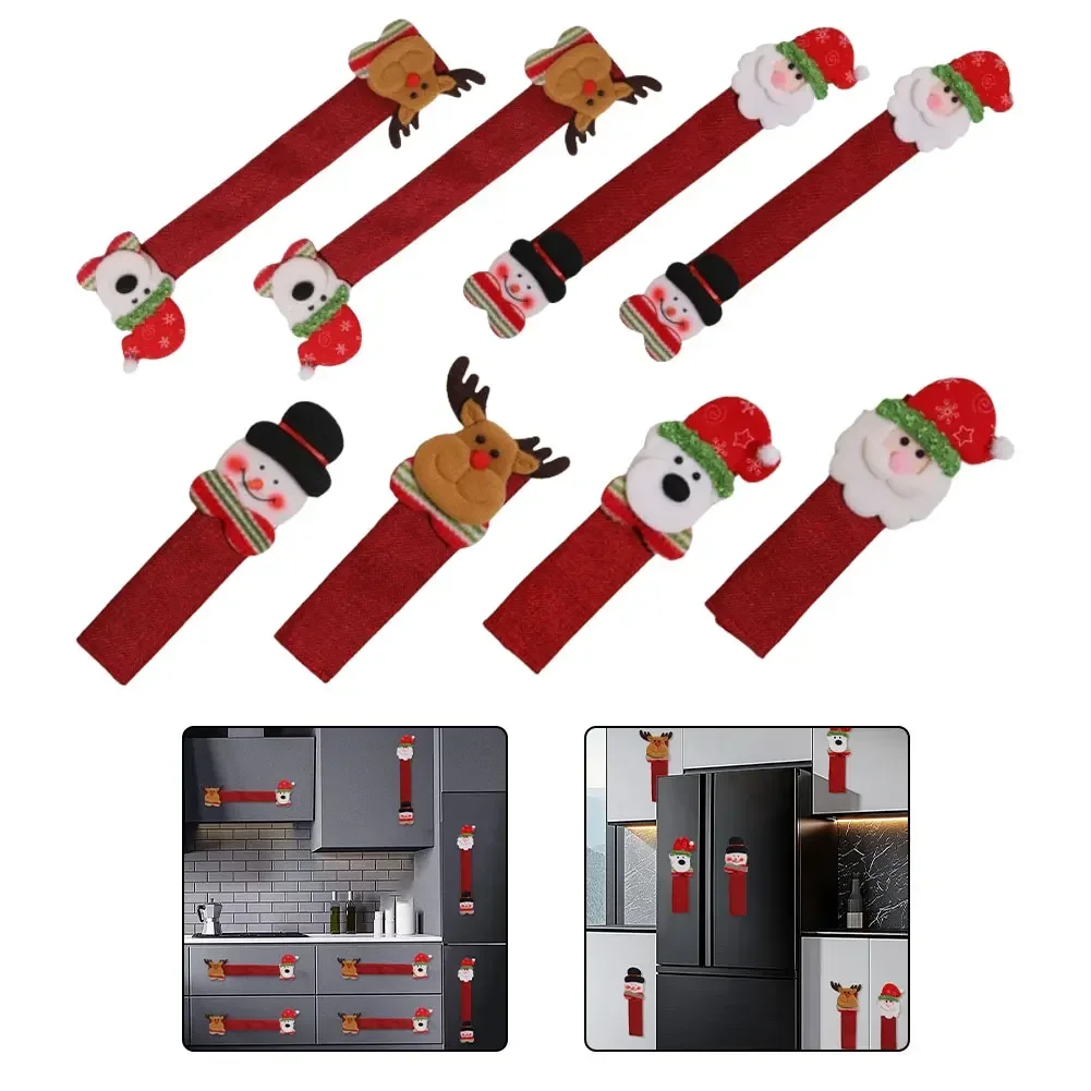 

Christmas Refrigerator Door Handle Cover Santa Snowman Kitchen Appliance Christmas Refrigerator Door Handle Cover Santa Snowman