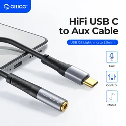 ORICO USB C to 3.5mm Headphone and Charger Adapter 2 in 1 Lightning Type C to Aux Audio Jack For Huawei iPad Pro Samsung Pixel