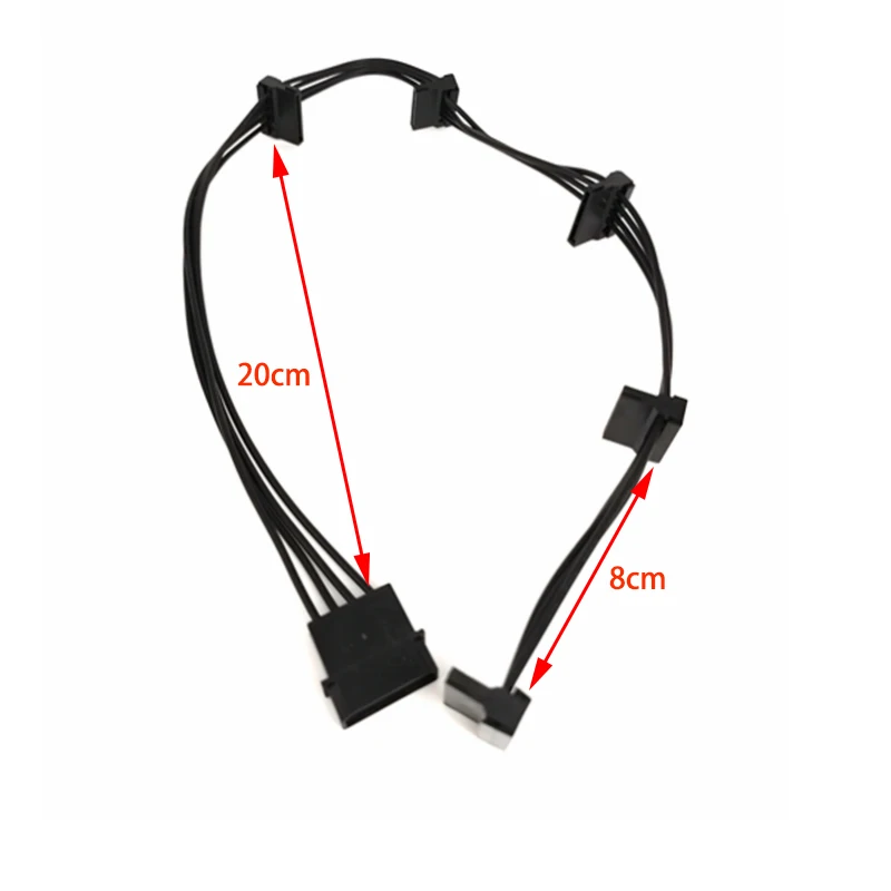 Big 4Pin IDE 1 to 5 SATA 15Pin Splitter Cable Hard Drive Power Supply Extention Cord Molex for DIY PC Server