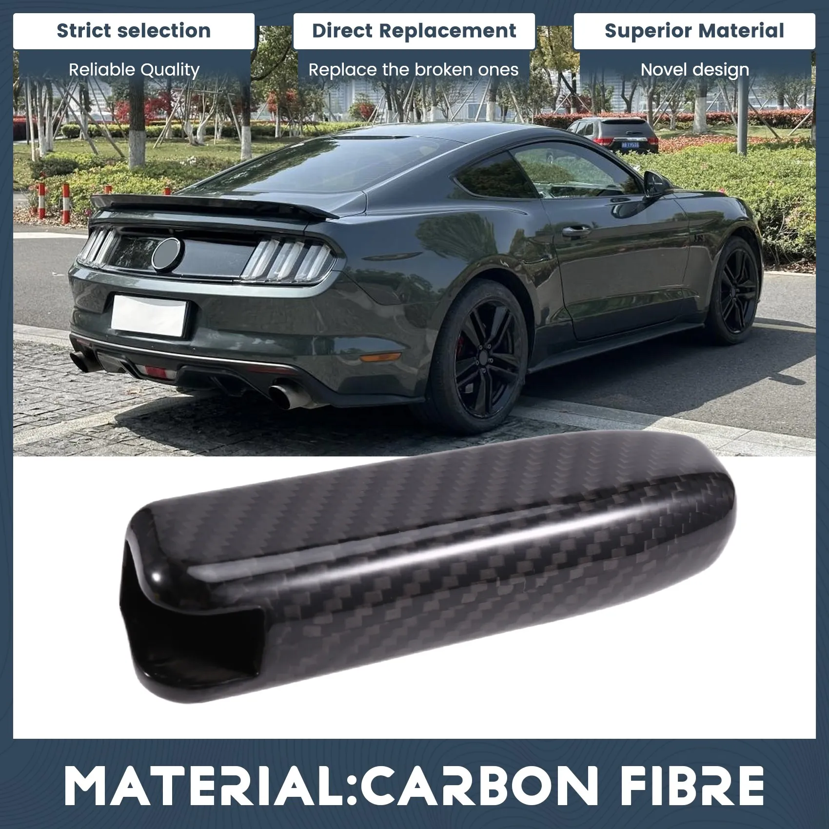 

Reliable Real Hard Carbon Fiber Car Handbrake Grip Trim Cover For Ford Mustang GT Dark Horse Ecoboost 2024 2025 2026 Red