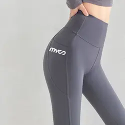 Leggings monocromáticas sem costura com bolsos para mulheres, calças justas macias, roupas fitness, calças de ioga, ginástica de cintura alta, leggings de spandex