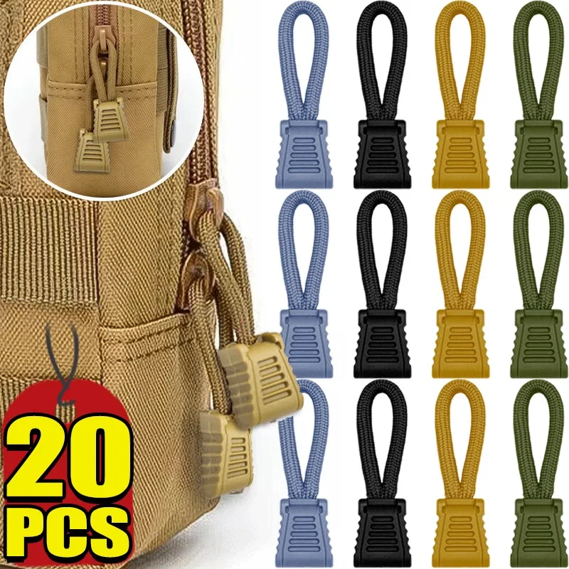 5/20pcs Replacement Clip Zipper Pull Puller End Fit Rope Tag Fixer Zip Cord Tab Buckle Travel Bag Suitcase Backpack Outdoor Tool