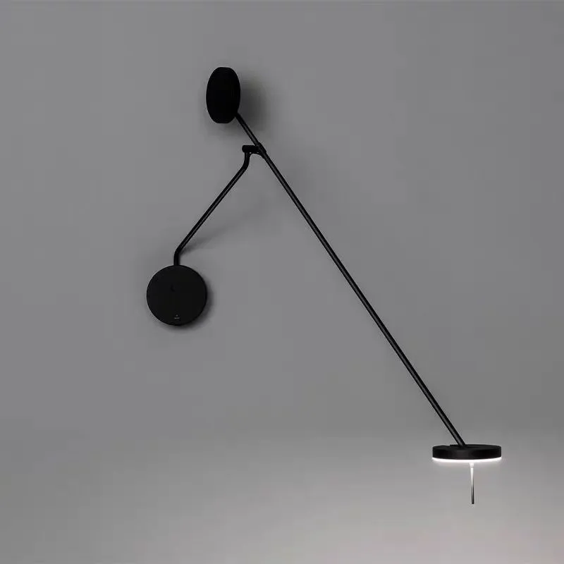 Imagem -02 - Scandi-long Swing Arm Lamp Ajustável Preto Lâmpada Minimalista Casa de Cabeceira Atmosfera Decoração Office Study Long Pole Lamp