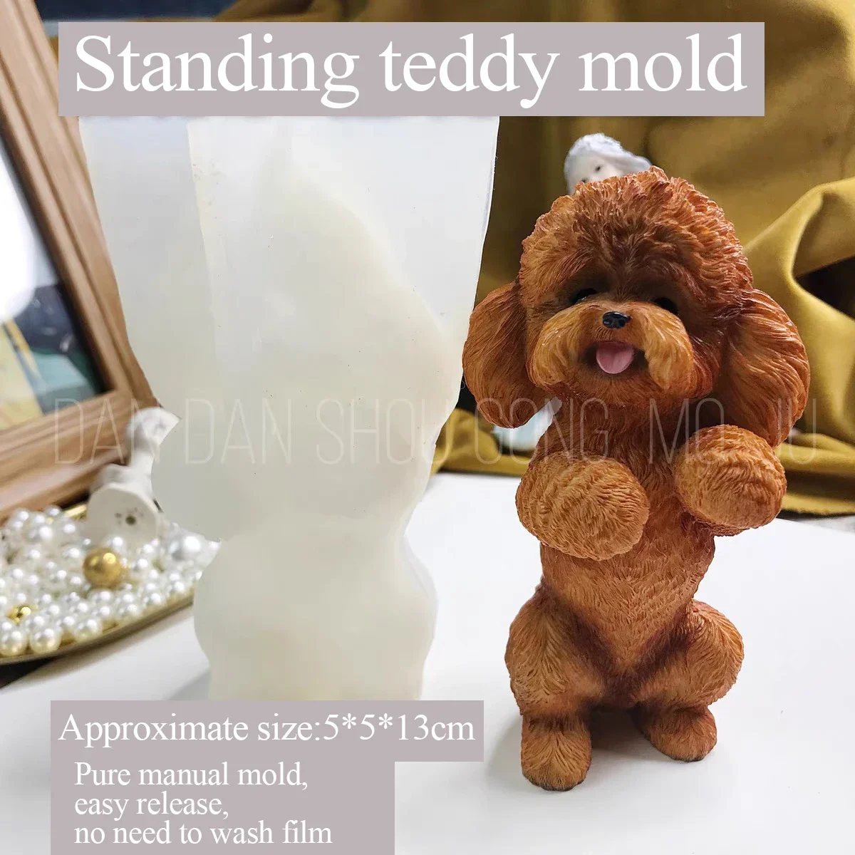 Thin Silicone Mold for Teddy Dog, DIY Mold, Drop Glue, Manual DIY, Standing, Model is difficult to Release