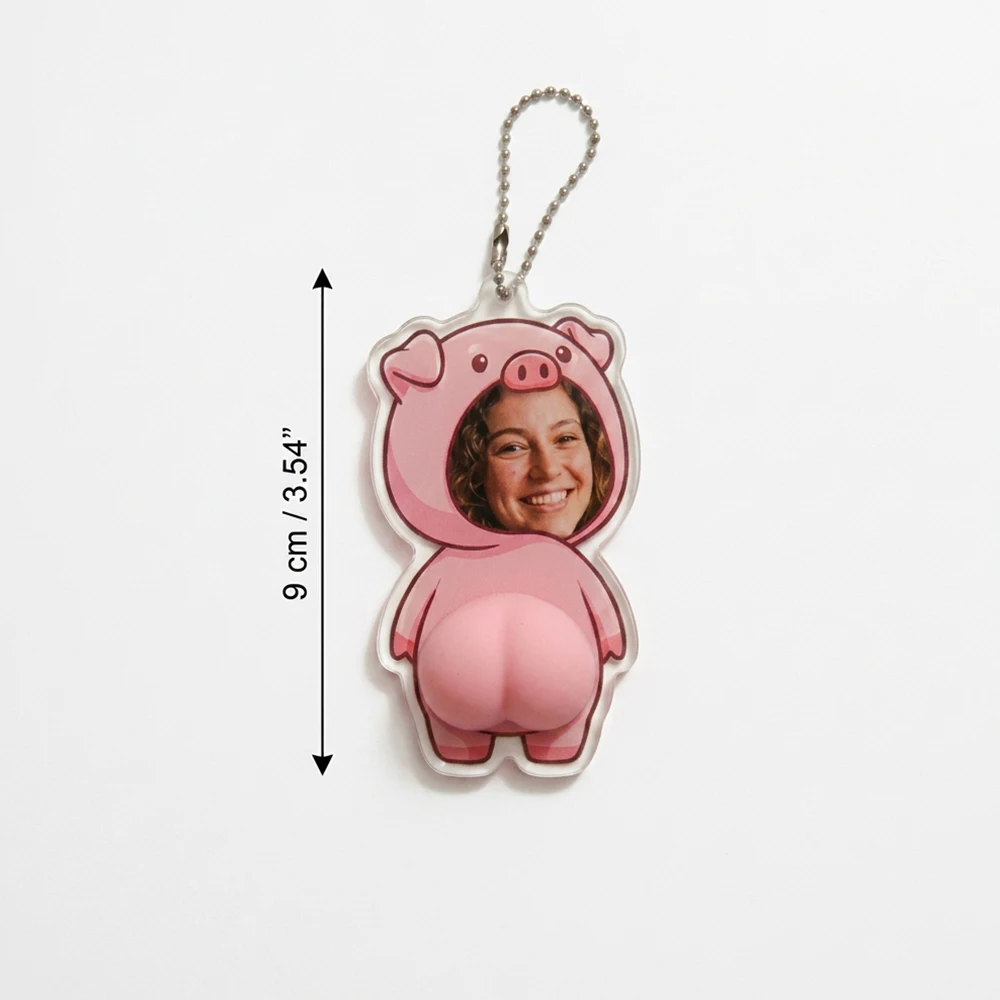Personalized Custom Photo Animal Butt Acrylic Keychain,Cute Quirky Novelty Keychain,Acrylic,Prank Gift,Stress Relief,Party Favor