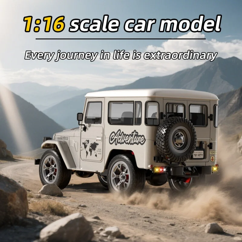 1/16 메탈 텍스처 FJ40 4WD 시뮬레이션 무선 조종 자동차 Hg4-211 라이트 스모커 윈치 장착 오프로드 등반 차량 모델 장난감