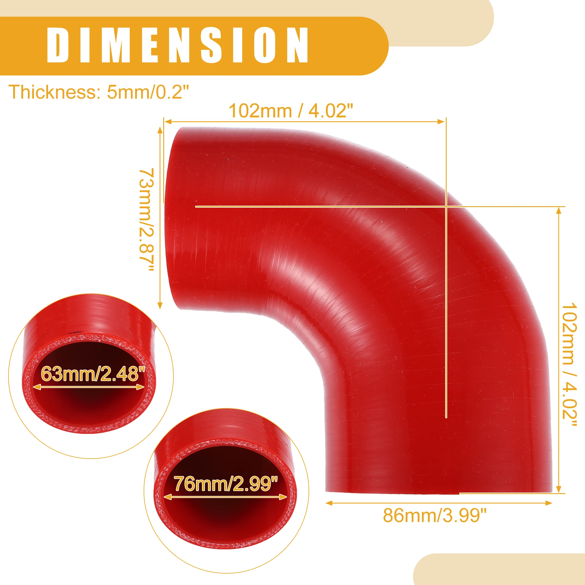 X AUTOHAUX Tuyau Silicone Coupleur Refroidisseur 63mm Noir - Tube Intermédiaire Voiture Haute Performance