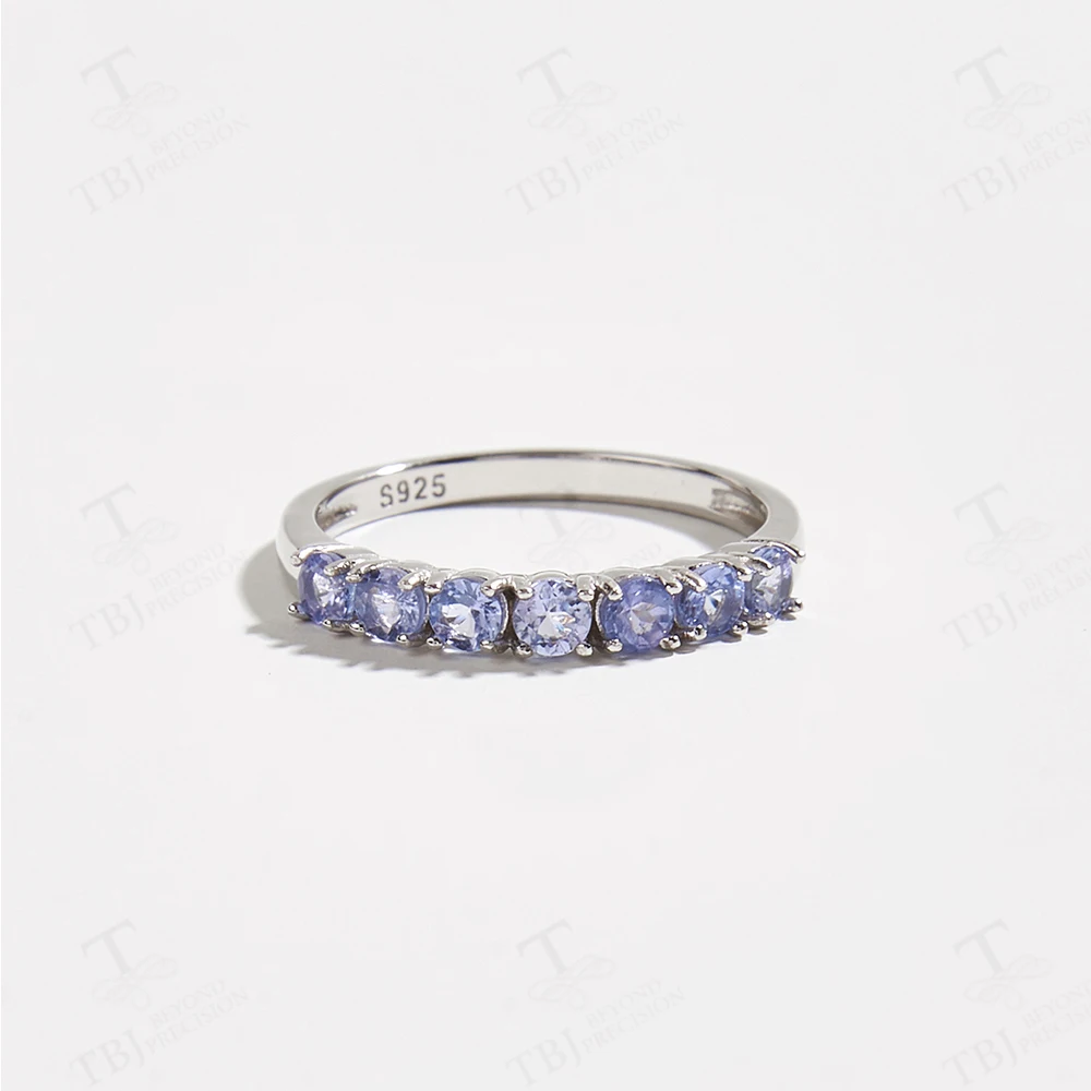 Natural tanzanite Jewelry set small size round 3mm ring earring natural blue tanzanite ring earring 925 sterling silver