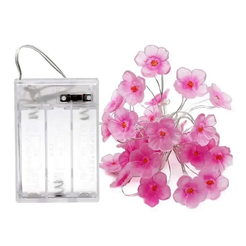 3m 30leds flor de cerejeira luzes da corda de fadas rosa flor lâmpadas alimentadas por bateria para decoração ao ar livre guirlanda de natal