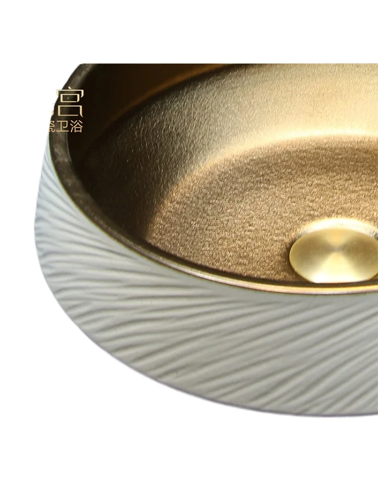 Round large gold table Small apartment ceramic European American wash Thai wash basin Household water