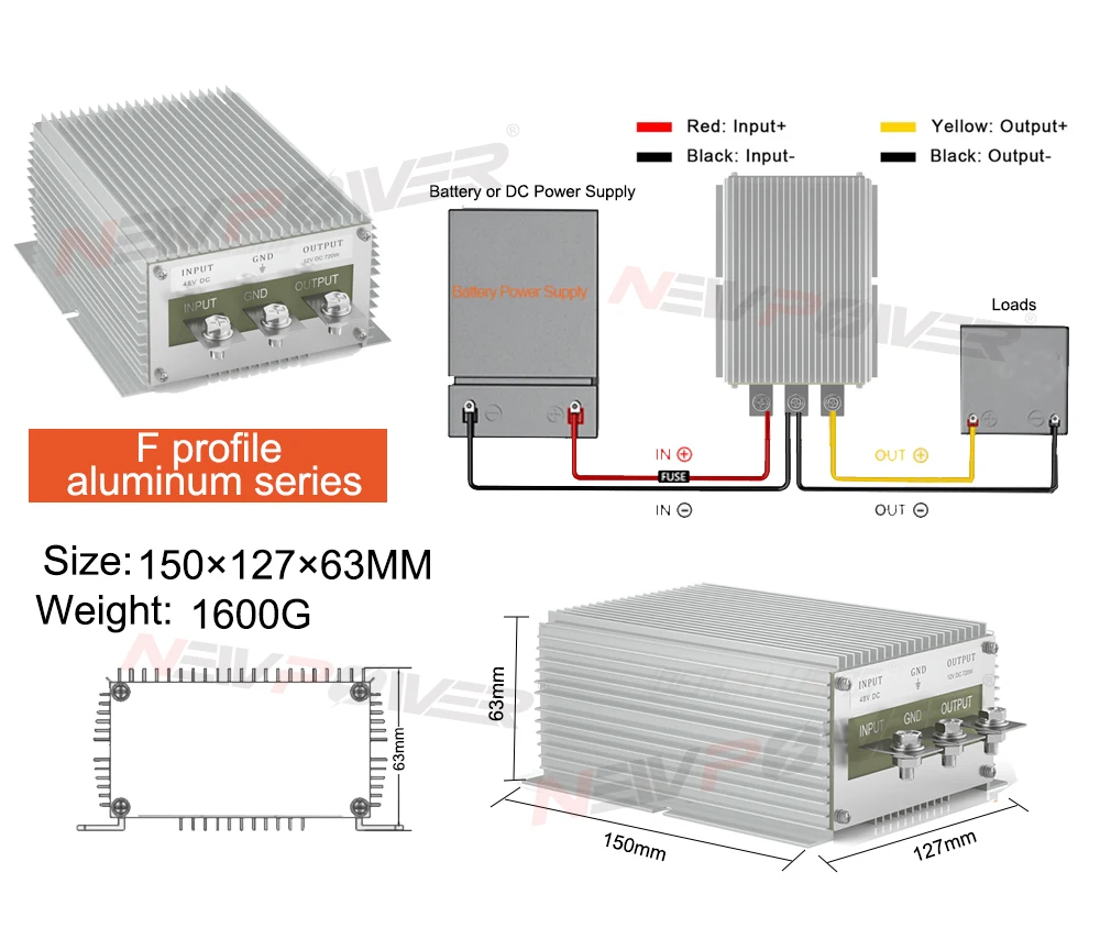36v to 12v DC DC Step-down Converter 30v 34v 38v 42v 45v 48v 54v 60v 50A 60A Voltage Regulator Buck Car Truck Boat Power Supply
