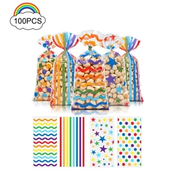 Candy bag with rainbow polka dot stripes OPP snack bag for children's Halloween Thanksgiving holiday gifts zip pockets packaging
