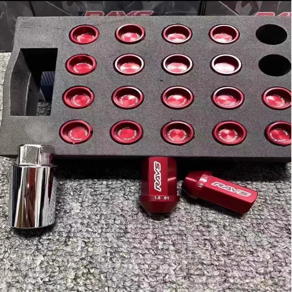 Hot Sale 20Pcs RAYS Anti Theft Wheel Lock Nuts M12x1.5 M14x1.5 Conical Seat Racing Lug Nuts Screws for Car Auto Accessories