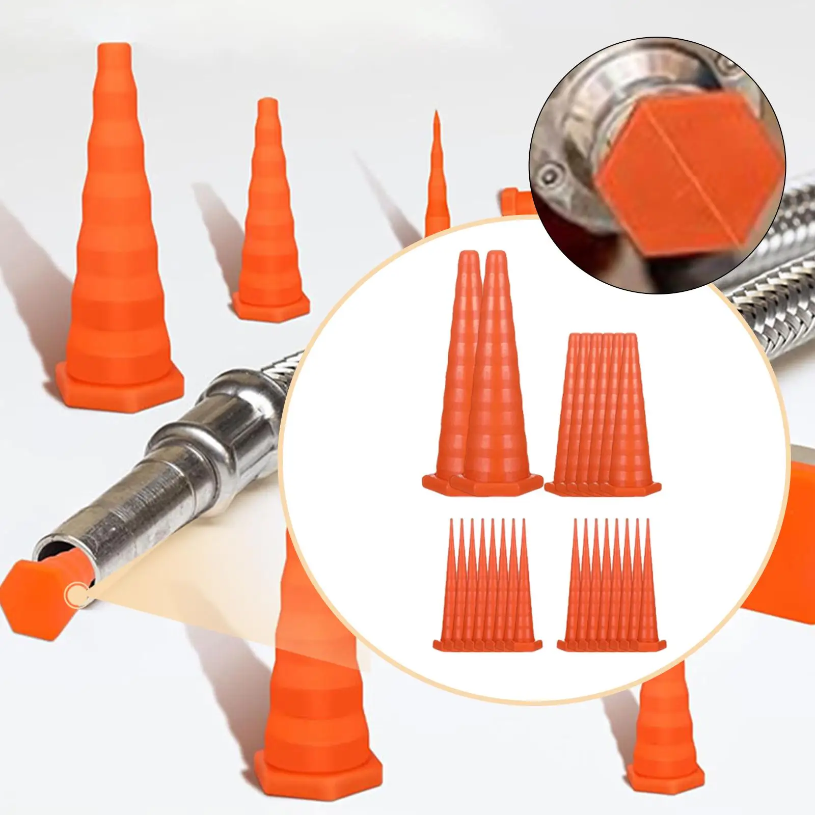 22 Pieces Hydraulic Oil Service Plugs Practical Drip Resist Orange for Lines Kitchen Drain Source Plugging Mechanical Irrigation