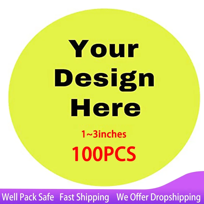 100pcs Custom Sticker LOGO Personalized DIY 2-10cm Design Label Gift Box Birthday Party Wedding Bakery Packaging