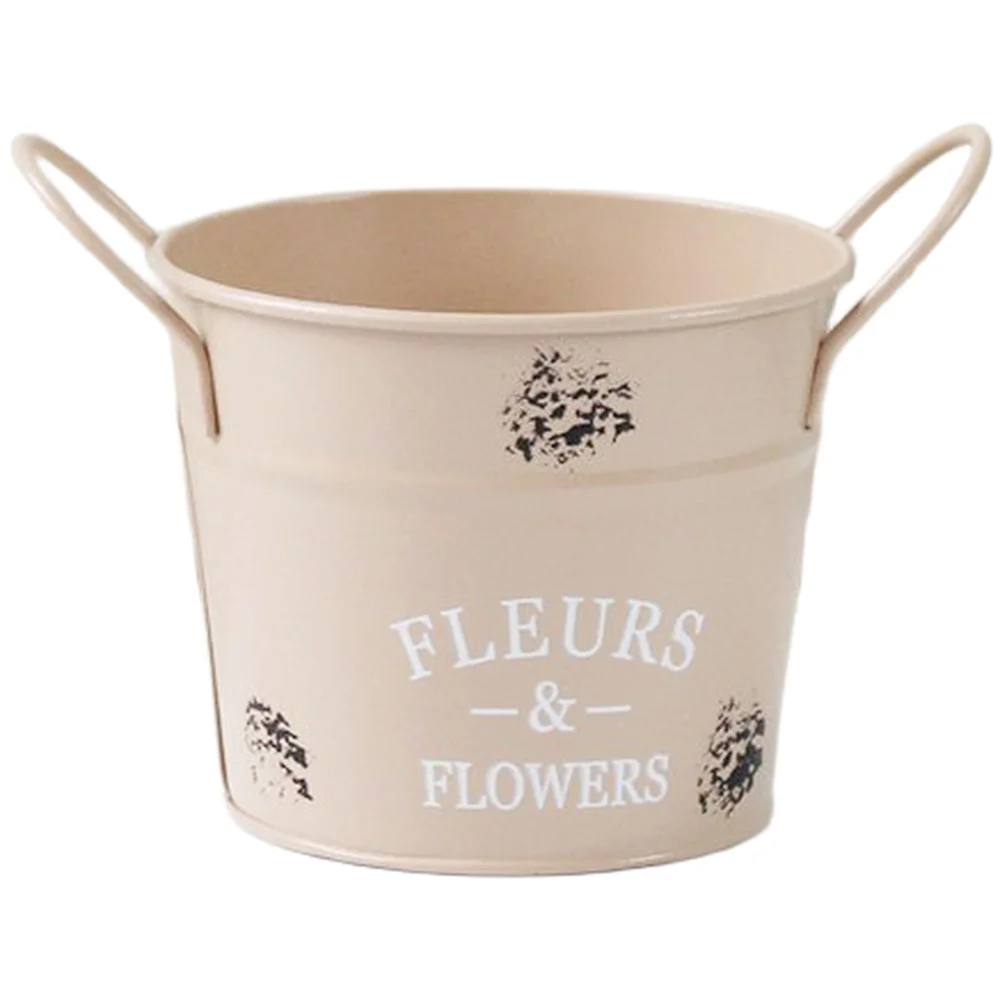 Sturdy Iron Round Flower Container for Balcony Garden Desktop Decor Vertical Space Saving 13x10x10.5cm Indoor Outdoor
