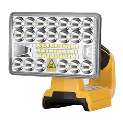 Dewalt용 휴대용 LED 작업등, 충전식 LED 투광 조명, 무선 손전등, USB 포트, 18W, 2000LM, 14.4-20V 배터리