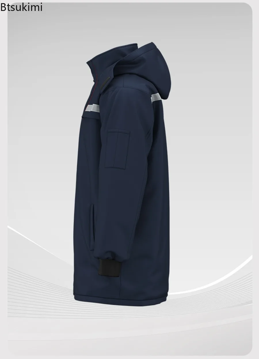 Winter Work Clothes Fleece Thickened Warm Medium and Long Cold Cold Storage Property Workshop Cotton-padded Jacket for Men Women