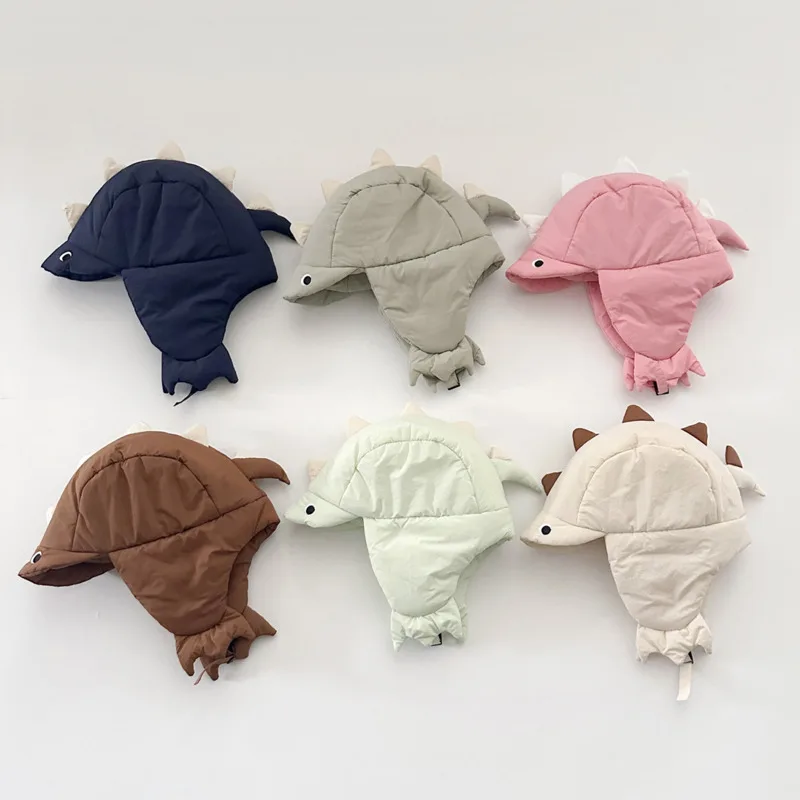 Chapeaux Ushanka de dinosaure de dessin animé pour garçons et filles, protection des oreilles coupe-vent pour enfants, casquettes chaudes et douces