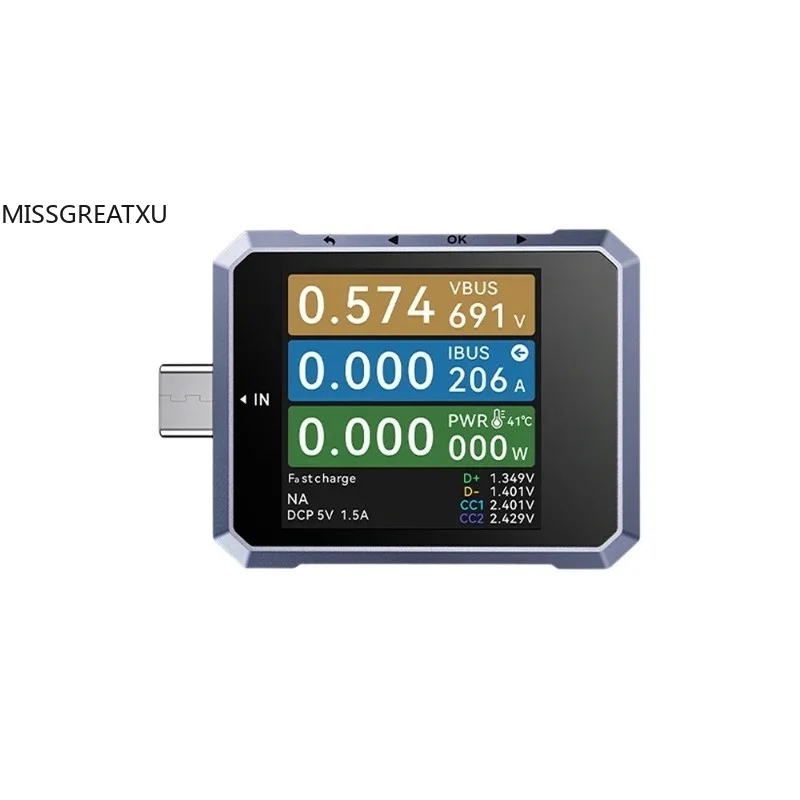 Type-C Power Meter FNB-C2 Multi Protocol Fast Charging Tester Voltmeter Ammeter Wire Impedance Detector With HID Data Export