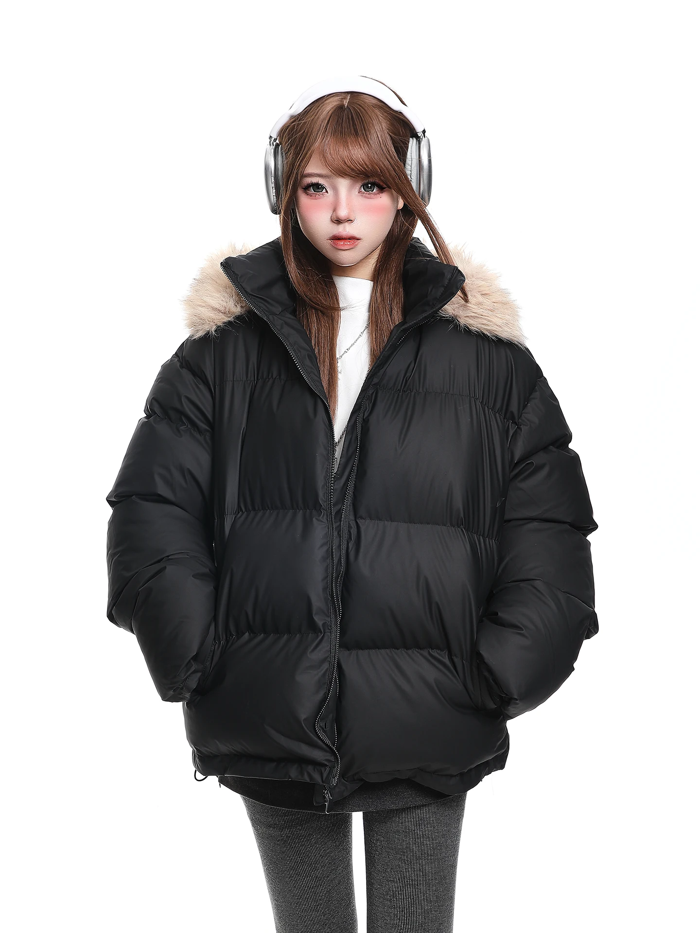 

Утепленная зимняя хлопковая куртка женская с капюшоном и меховым воротником, повседневная, с длинными рукавами, на молнии, цветная