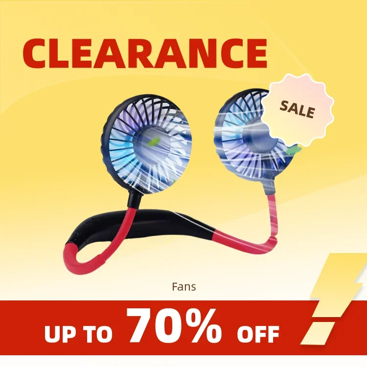 Clearance_USB Portable Fan Cold Fan Hands Free Neck Fan Hanging Rechargeable Mini Sports Fan 3-Speed Adjustable Neck Dual Fan Ho