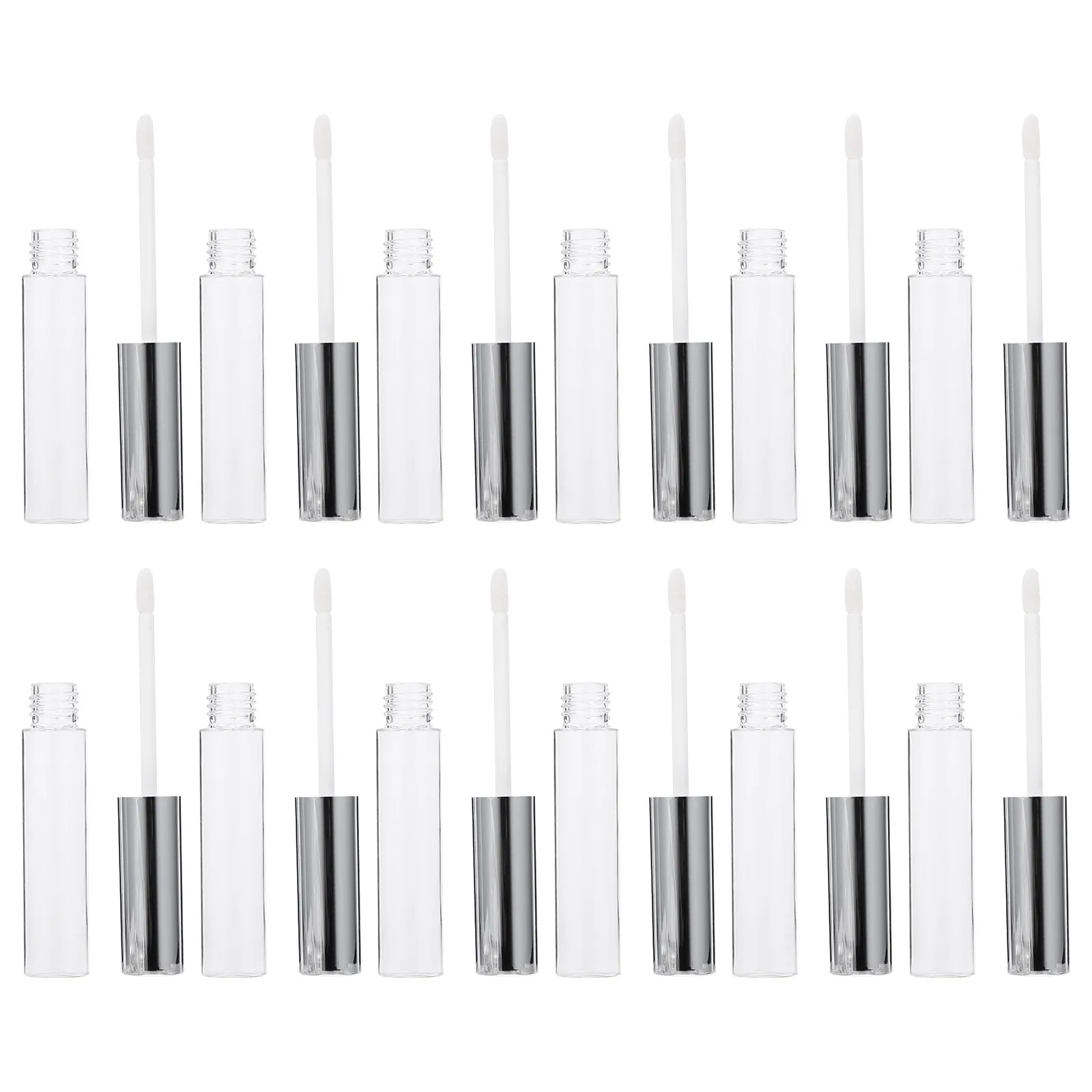 12Pcs Creative Lip Gloss Empty Tube Round Mini Portable Transparent Container for Travel Lip Gloss Storage